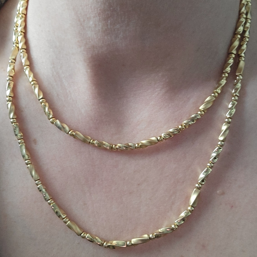 Napier *Set Of 2* Vintage Gold Plated Textured Bead Necklaces